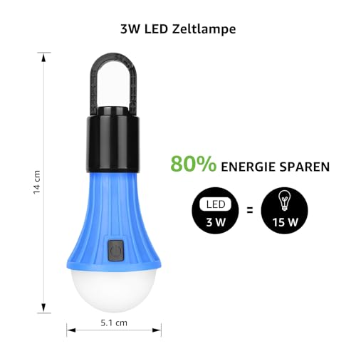 Lepro Rechargeable Camping Lamp, Tent Lamp, Bulb Emergency Light with 7 Light Modes, Pack of 2 for Adventure, Fishing, Garage, Emergency, Power Outage
