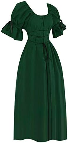 Dress of Women OYSOHE Women's Vintage Short Petal Sleeve O-Neck Medieval Dress Cosplay Dress
