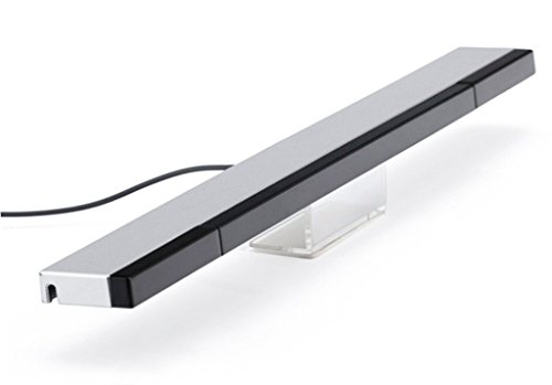 PerriRock Wired Infrared Ray Motion Sensor Bar for Nintendo Wii and Wii U Console (Black/Silver)
