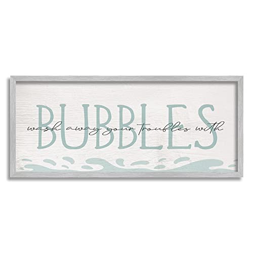 Stupell Industries Wash Away Troubles Bubbles Blue Bath Sign Text, Design by Da…