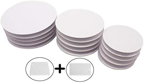 Heavy Sturdy Cake Boards Set of 15 | 3 Times Sturdier Than Corrugated Cardboard| 5 Each of 6 Inch, 8 Inch and 10 Inch | Cake Base, Cake Circles Bundle with Cake Comb for Decoration |