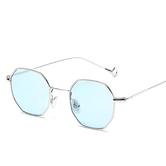 Men Women Small Metal Frame Sunglasses Square Flat Clear