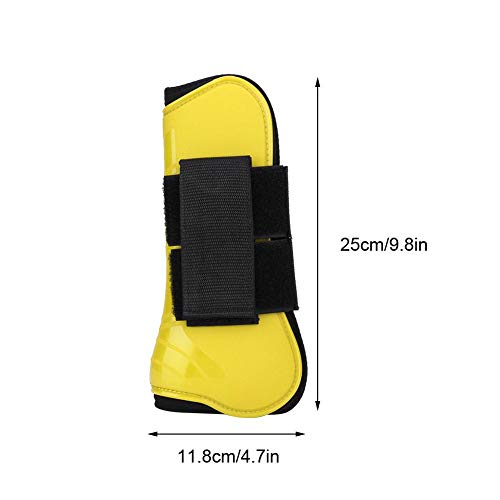 Vented Horse Sport Boots PU Secure Front Horse Hind Front Leg Boots Protect Support Wraps Adjustable Belt Cover(Yellow)