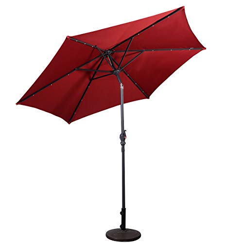 Giantex 9ft Market Patio Umbrella w/Solar Lights, Outdoor Table Umbrella w/Push…