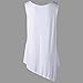 Oksale® Women Summer Loose Leisure Plus Size Feather Print Asymmetric Sleeveless Tunic Vest Top (White, XXL)