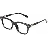 Classic Non Prescription Thick Cross Square Frame Clear Lens Glasses for Men Women Eyeglasses