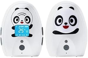 Audio Baby Monitor TimeFlys Mustang Panda, Both Unit Portable, Talk Back Intercom, Long Range up to 1000 ft, Temperature Monitoring and Warning, Lullabies, Vibration, LCD Display, Night Light