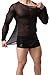 L'ASHER Men's Sexy Underwear T-Shirt Long Sleeve Mesh Sheer Undershirt Sleepwear Black