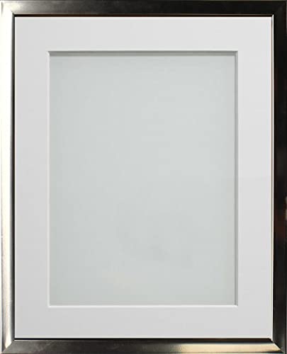 Frame Company Drayton Range Chrome Effect Photo Frame with White Mount, 8x6 for image size 5x3 inch
