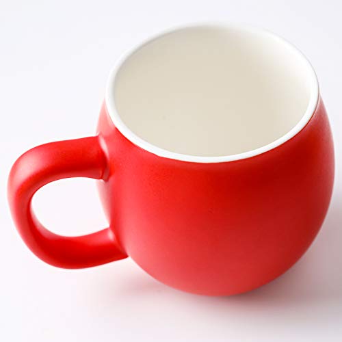 Yundu 12oz Matte Red Ceramic Tea Mug with Infuser and Lid, Steeping Lid Cup Stainless Steel Infuser for Loose Leaf Tea, Home Office Gift for Lovers
