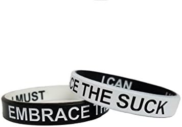 Motivational Premium Quality "EMRACE THE SUCK" Rubber Bracelet - 2 Pack. Each order donates towards the Fisher House Charity, helping families of injured veterans. (8 inch)