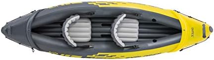 Inflatable kayak with directional stability, offering comfort and suitable for exploration.