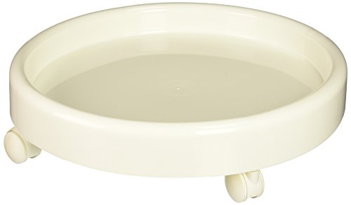 Plastmeccanica Plant Caddy, Rolling, Use Indoor or Outdoor, Four Wheels, Extra Large Lip, Sturdy Plastic, Italian, White