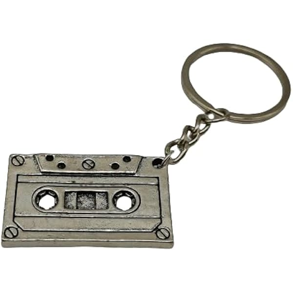 Retro Cassette Tape Keychain - Metal Chain, Silver, Creative Car Key Gift & Fashion Accessory