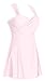 HENGJIA Women's Elegant Crossover One Piece Swimdress Skirted Bottom Swimsuit (FBA)