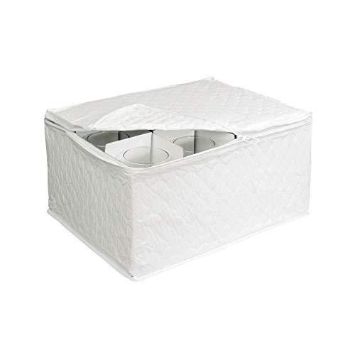 Stemware Storage Chest Holds 12 Crystal Wine Glasses Case Container Kitchen with Dividers For Protecting Wine Glasses (White) - Thumbnail 4