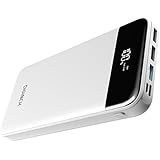 Power Bank 20000 mAh High Capacity External Portable Phone Charger 5.8A Output 3 USB Ports Mobile Battery Pack Compact Powerbank with Digital Display for iPhone Samsung Galaxy Smartphones iPad Tablet