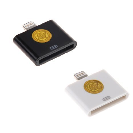 [Pack of 2] Lightning 8-Pin Male to 30-Pin Female Adapter Charger for iPhone 6S, 6, 5, 5S, SE, iPad Air (Black-White)
