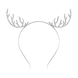 CEALXHENY Christmas Headband for Women Delicate Reindeer Antlers Headbands Holiday Party Gifts for Girls (B Silver 1)