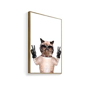 Framed Canvas Wall Art for Living Room, Bedroom Humorous Cat Canvas Prints for Home Decoration Ready to Hanging - 16x24 inches