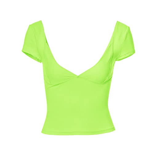 WOMEN’S CROP TOPS CAMI SEXY BACKLESS DEEP V NECK SHORT SLEEVE Y2K T SHIRTS CAUSAL SLIM FIT TEE SUMMER CROP CAMI (AS1, ALPHA, L, REGULAR, REGULAR, GREEN)