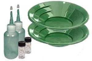 Sluice Monkey (2 Pack) 10" Green Gold pan panning kit with Two Sniffer Bottles