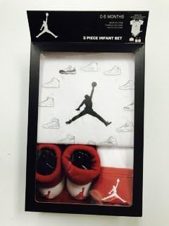 JORDAN NEWBORN BOYS 3 PCS GIFT BOX (0-6 MONTH, WHITE/ RED)