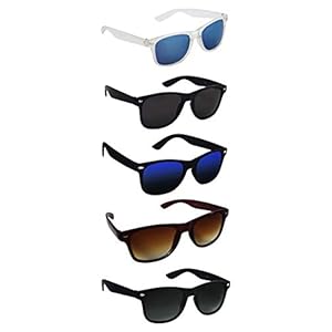 Silver Kartz UV 400 Protection Unisex Sunglasses (aio5, Black) – Pack of 5