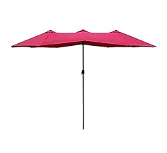 Amazon Com Le Papillon 15 Ft Market Outdoor Umbrella Double Sided Aluminum Table Patio Umbrella With Crank Beige Garden Outdoor