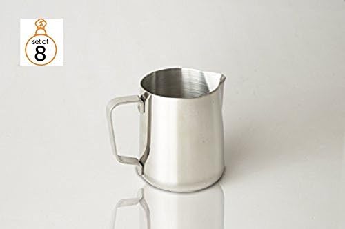 ChefGiant Milk Frother, Espresso 201 Stainless Steel Frothing Pitcher, 20-Ounce, NSF Certified, Set of 8