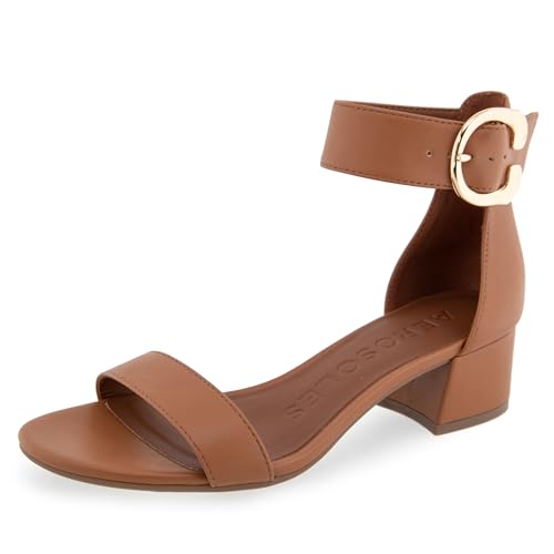 Aerosoles Women’s Carew Heeled Sandal, Tan Faux Leather, 6