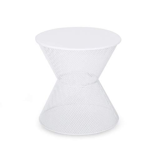Great Deal Furniture Doreen Modern Outdoor Iron Side Table, Matte White