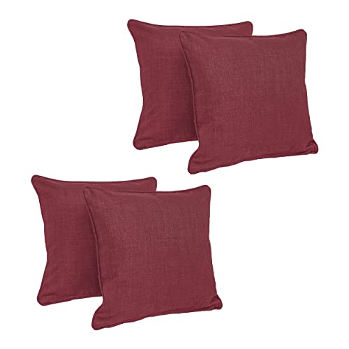 18-Inch Double-Corded Solid Outdoor Spun Polyester Square Throw Pillows With Inserts (Set Of 4)  9810-Cd-S4-Reo-Sol-17