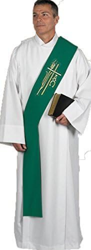 Alpha Omega Deacon Stole - Green by Catholic Factory Outlet