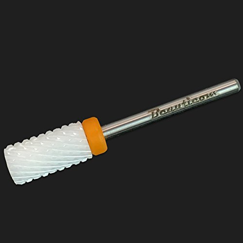Beauticom Professional USA Ceramic White LARGE Barrel Bit Nail Drill (Grit: DOUBLE XXC COARSE) 3/32" Shank Size