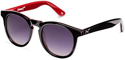 Wolfnoir Unisex Hathi (PRODUCT)RED Round Black and red frame /Black lenses 45mm Polarized Sunglasses