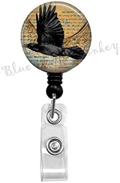 Flying Crow - Badge Reel - Black Crow - Badge Reel - Gothic - Retractable Badge - Crow ID Holder - Nurse Badge Reel - Gift for Nurse - Office Badge Reel