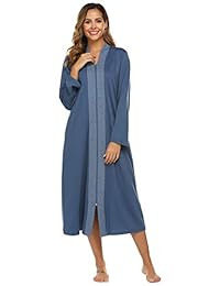 luxilooks - Albornoz de manga larga con cremallera para mujer, color de contraste
