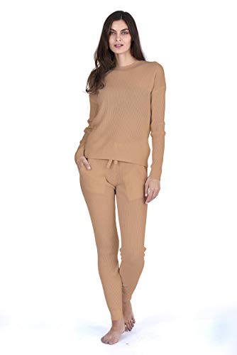 State Cashmere Women's 100% Pure Cashmere Knitted Loungewear Crewneck Pullover Sweater (Sweater/Cammello, X-Large) - Thumbnail 6