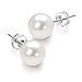 14K White Gold Freshwater Cultured Round Pearl Stud Earrings (6mm)