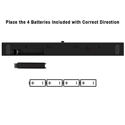 LUCXXI Replacement Wii Wireless Sensor Bar, Infrared IR Ray Motion Sensor Signal Receiver for Nintendo Wii and Wii U Console with Stable Stand and 4 AAA Batteries(Black) - Thumbnail 2
