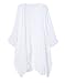 Tribear Women Chiffon Kimono Cardigan Floral Printed Bat Sleeve Casual Capes Beach Cover up (Small,White)