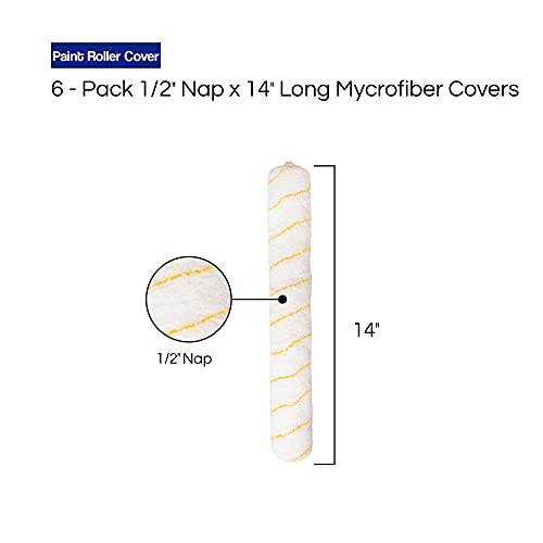 Pro Grade Paint Roller Covers 1/2 X 14 Inch Microfiber 6 Pack