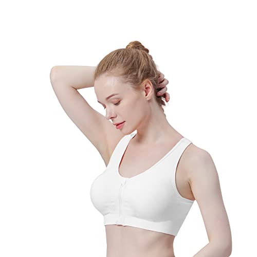 Women's Zip Front Sports Bra Wireless PostSurgery Bra Zipper Closure