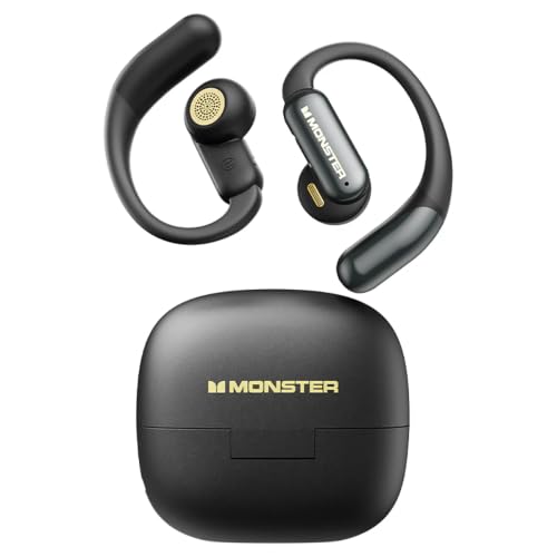 MONSTER MS-AC550 Open-Ear Earphones with Bluetooth 6.0, Open Ear Design, IPX4, 13mm, 6 Hours Playback, USB-C Charging Case, Total 30 Hours