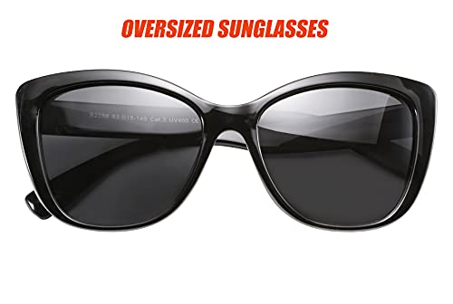 FEISEDY Gafas de sol polarizadas, estilo clásico Jackie O lentes de sol ojo de gato para mujer B2451
