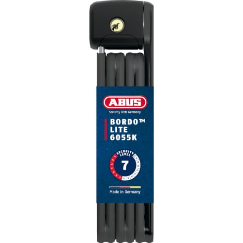 ABUS Faltschloss Bordo Lite 6055K SH mit Halterung - Extra-leichtes Fahrradschloss aus Spezialstahl Sicherheitslevel 7-85 cm - Schwarz