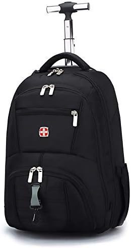 FGKING Trolley Travel Bag, Nylon Waterproof Freewheel Travel School Wheeled Backpack,Carry-on Luggage with Zippers,Ultra-light and Large Capacity Bag