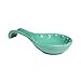 MyGift® Turquoise Ceramic Spoon Rest with Dot Design, Countertop Cooking Spoon and Ladle Holder
