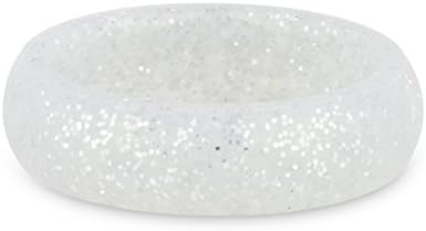 Silicone Wedding Ring by Godly Living - Designed for Comfort, Fitness, Weight Lifting, Exercise, Outdoor Activities, Expectant Moms, Designer Silicone Wedding Rings for Men and Woman (Silver Bling, 6)